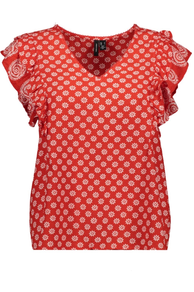 VMSIMI SAVANNA CAP SLEEVE TOP WVN G 10327368 FIERY RED/SAVANNA